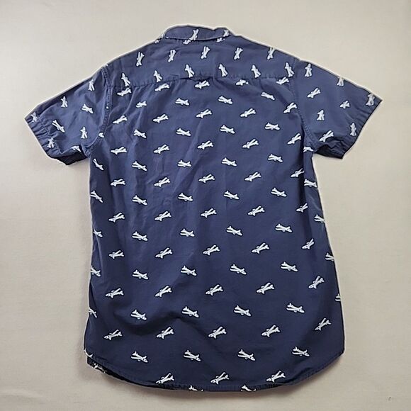 DENIM & FLOWER Ricky Singh Small Blue Casual Button up Collared Shirt Airplane - Picture 6 of 7